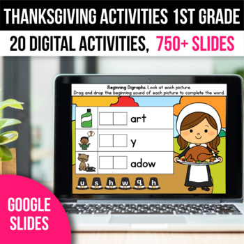 Preview of Digital Thanksgiving Activities 1st Grade Math Games for Google Slides Fall