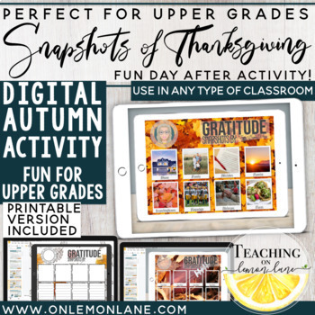 Preview of Digital Thanksgiving Activities -Printable Included- November Gratitude Activity