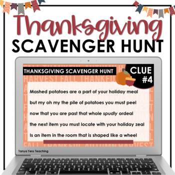 Preview of Thanksgiving Scavenger Hunt | Thanksgiving Game Fun NO PREP