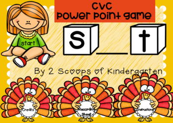 Preview of Digital Thanksgiving CVC Missing Middle Vowel Power Pt Game (Distance Learning)