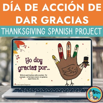 Preview of Digital Thanksgiving Dia de accion de gracias - VIRTUAL Spanish Project