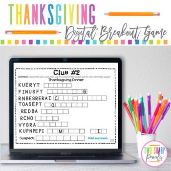Preview of Digital Thanksgiving Escape Room Activity | Breakout Game | Cross-Curricular
