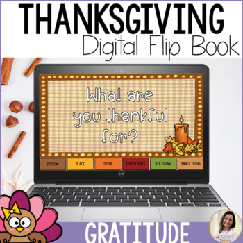 Preview of Digital Thanksgiving Flip Book Gratitude Activity for GOOGLE SLIDES