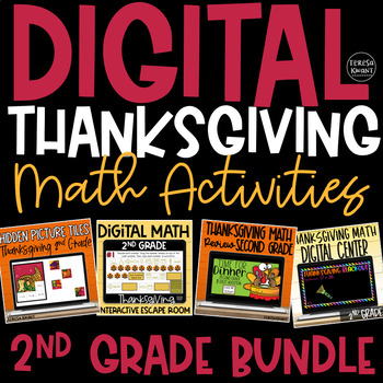 Preview of Digital Thanksgiving Math Activities & Centers for 2nd Grade | Distance Learning