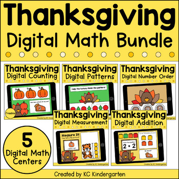 Preview of Digital Thanksgiving Math Centers Bundle