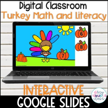 Preview of Digital Thanksgiving Math and Literacy Slides for Google Classroom