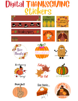 Preview of Digital Thanksgiving Stickers
