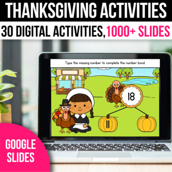 Preview of Digital Thanksgiving and Fall Activities for Kindergarten Math Games Google