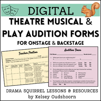 Preview of Digital Theatre Audition Form for Plays and Musical Actors and Crew