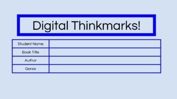 Preview of Digital ThinkMarks (Remote Learning Resource for Independent Reading)