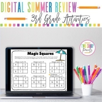 Preview of Digital Third Grade Summer Review | Math | ELA | Science | Summer Activities