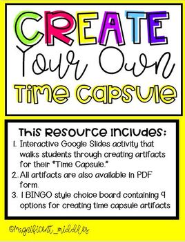 Preview of Digital Time Capsule Choice Board