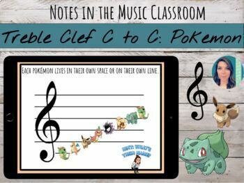 Preview of Digital Treble Clef Notes C to C Practice & Assessment | Pokemon
