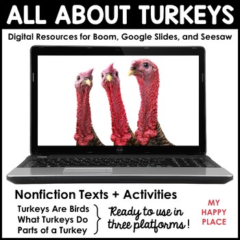 Preview of Digital Turkeys Activities - Boom, Seesaw, & Google Slides - Distance Learning