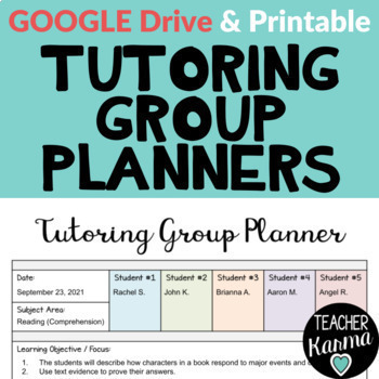 Preview of Digital Tutoring Group Planners & Documentation for Google Drive & Printable RtI