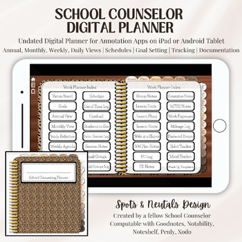 Preview of Digital UNDATED School Counselor Planner with Dot and Neutral Design