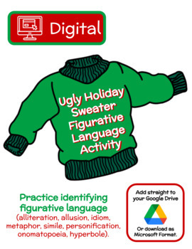 Preview of Digital Ugly Holiday Sweater Figurative Language Activity