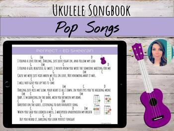 Preview of Digital Ukulele Song Book | 6 Pop Songs, Chords, & Rubric