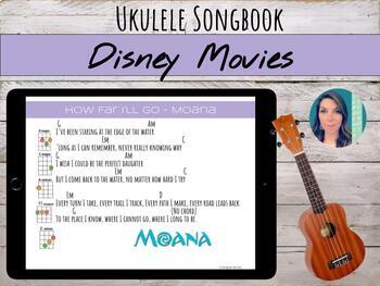 Preview of Digital Ukulele Songbook | 5 Disney Songs, Chords, and Rubric