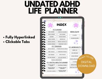 Preview of Digital Undated Daily Planner for ADHD Students, Parents, and Teachers, Goodnote