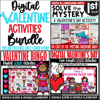 Preview of Digital Valentine's Day Activities Bundle Google Slides 