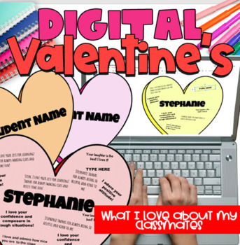 Preview of Digital NO PREP Valentine's Day Cards Collaborative Valentines Day Activity