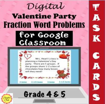 Preview of Digital Valentine's Day Multiply a Fraction Word Problems for Google Classroom: 