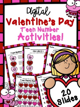 Preview of Digital Valentine's Day Teen Numbers Activities (For Google Slides & Seesaw)