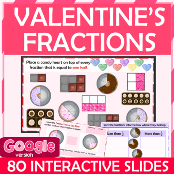Preview of Digital Valentine's Fractions Practice for google classroom 