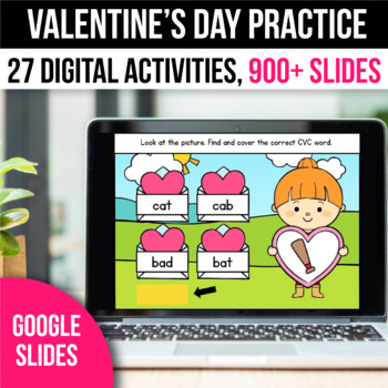 Preview of Digital Valentines Day Activities Math Games for Google Slides