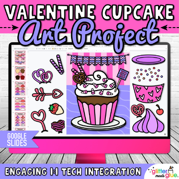Preview of Digital Build a Valentines Day Cupcake Activity & Writing Prompts, Google Slides