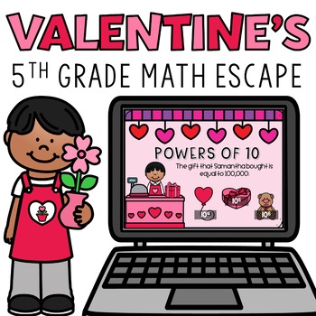 Preview of Digital Valentines Day Escape Room Activity 5th Grade Math Review Google Forms™