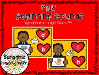Preview of Digital Virtual Google Slides MLK Day Beginning Sounds Task Cards