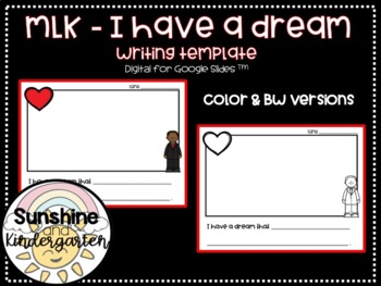 Preview of Digital Virtual Google Slides MLK Day I Have a Dream Writing Template