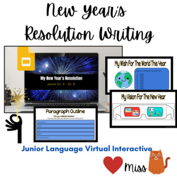 Preview of Digital Virtual Interactive Junior New Year's Resolution Writing
