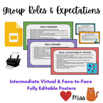 Preview of Digital Virtual & Printable Intermediate Group Roles & Expectations Posters 