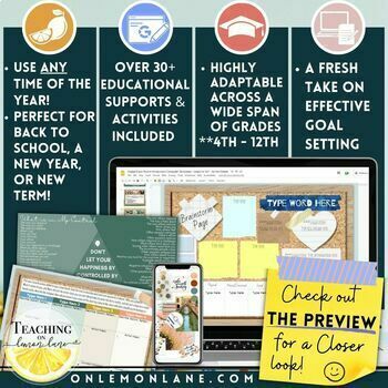 Digital Vision Board Goal Setting Activity New Year New Term ...