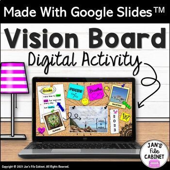 Preview of Digital Vision Board Template | GRADES 6-8 | Back to School | Google Slides
