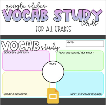 Preview of Digital Vocabulary Card | Google Slides Vocabulary Graphic Organizer