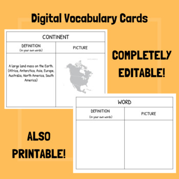 Preview of Digital Vocabulary Cards