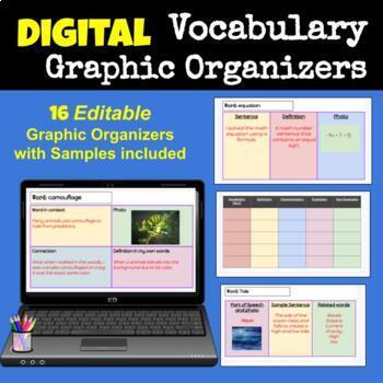 Preview of Digital Vocabulary Graphic Organizers: Distance Learning: Google Classroom