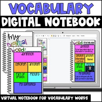 Preview of Digital Vocabulary Notebook | Distance Learning | Graphic Organizer