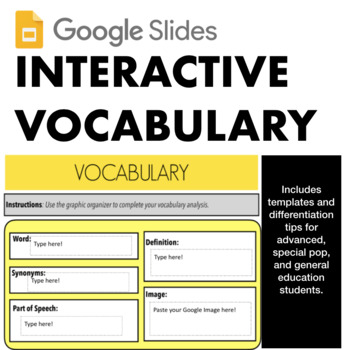 Digital Vocabulary Templates GOOGLE SLIDES by Reading the World
