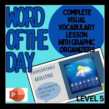 Preview of Digital Vocabulary Word of the Day, Activities, Graphic Organizers PPT-Level 5