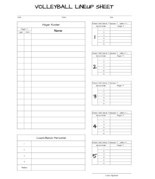 Digital Volleyball Lineup Sheet By Above The Line Teaching And Coaching