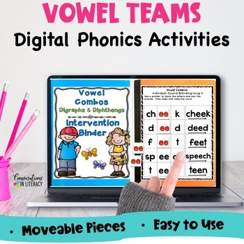 Preview of Digital Vowel Teams Phonics Activities & Fluency Reading Intervention 