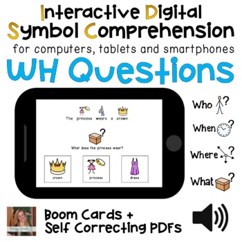 Preview of Digital WH Comprehension Questions Interactive PDFs + Boom Cards (Bundle)