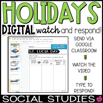 Preview of Holidays Around the World | Digital Social Studies | Watch and Respond