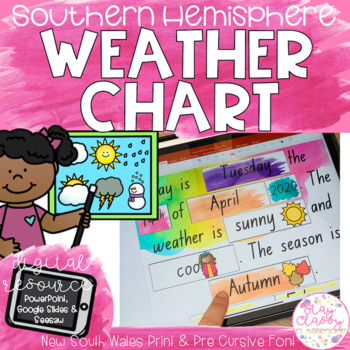 Preview of Digital Watercolour Weather Chart & Calendar - NEW SOUTH WALES Fonts