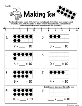 Digital and Print Ways of Making Ten: Using Ten Frames | TpT